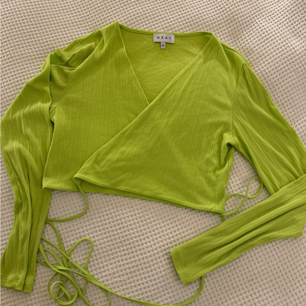 Wray neon green wrap crop cardigan